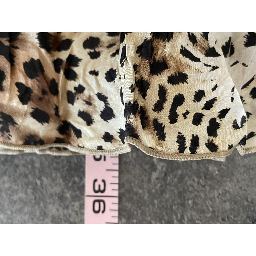 Animal Print Silk Maaxi Skirt Brown Leopard Print flowy Boho Chic Whimsy Medium - Picture 8 of 9